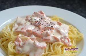 Spaghetti an Lachssauce 2